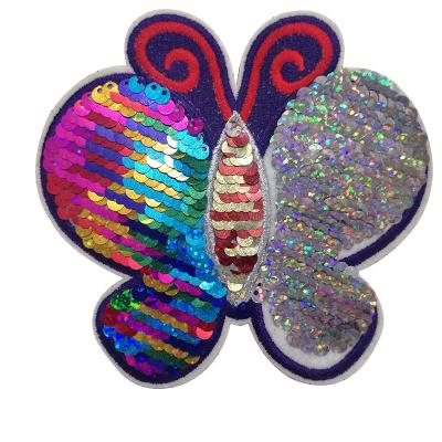 China Other Evolution Of Custom Embroidery Fashion Clothes Patch Sequin Flip Embroidery Double Sided Color Structure for sale