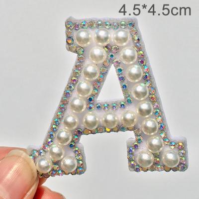 China Other Stone Diy White Crystals Embroidered A-z Letter Applique Rhinestone Letter Patches Diamond for sale