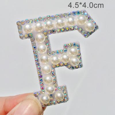 China Other Popular 2022 3D Applique Patches Rhinestone Letter Bead Patches for sale