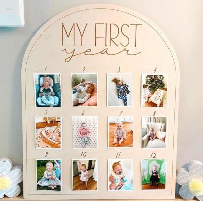 China China 0-12 Months First Year Photo Board Baby Keepsake Frame Pictures Photo Frame Keepsakes Children Raising Memory Gift for sale