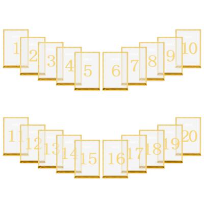 China Acrylic Number Available Stock Custom Laser Cut Gold Framed Acrylic Table Numbers With Stand Wedding Event Centerpieces Table Decoration for sale