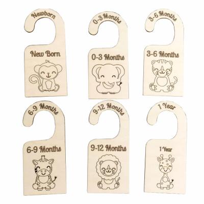 China Europe Hot Selling Customize Nursery Closet Divider Baby Closet Organizer Natural Cut Wood 6 Set for sale