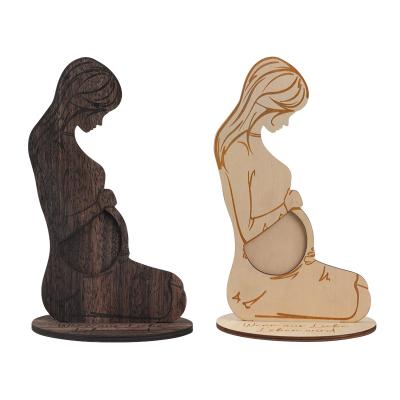 China Europe Pregnant Women Gifts Pregnancy Announcement Ultrasound Picture Frame Wooden Engraved Photo Frame for sale