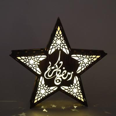 China Modern Star Shaped Led Ramadan Wooden Led Wooden Alphabet Home Decorations 3D Lamp Love Letter Eid Mubarak for sale