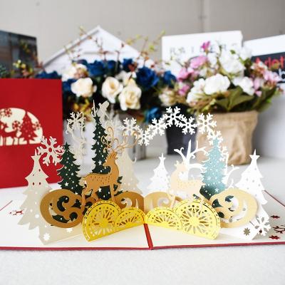 China Europe Cool Pop Up Christmas Greeting Card 3D Creative Three-dimensional Handmade Christmas Blessing Card for sale