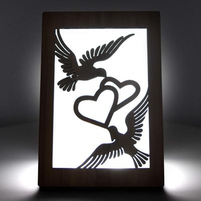 China Holiday Decoration LED Wooden Light Pop Up Mothers Day Card Handmade Wooden Greeting Cards Light Up Night Valentines Day Card Wooden Birthday for sale