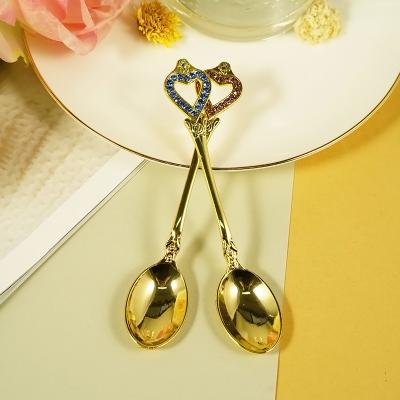 China 2022 304 Stainless Steel Disposable Brand New Spoon Fork Wedding Dinnerware Set Teaspoon Dessert Spoon Gold Dinnerware Set for sale