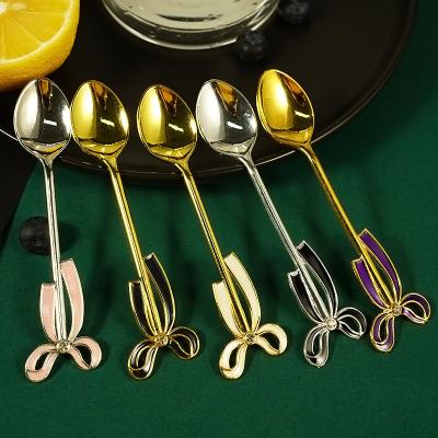 China 2022 Custom 304 Stainless Steel Teaspoon Arc Metal Dessert Spoon Set Gift Bag Disposable Brand New Super Popular Super Popular Bag for sale