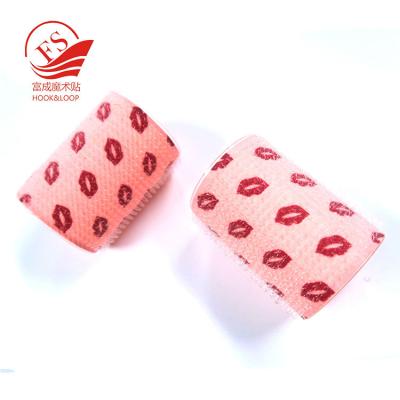 China Custom pattern printing makeup tools nylon magic hair roller with plastic core for sale