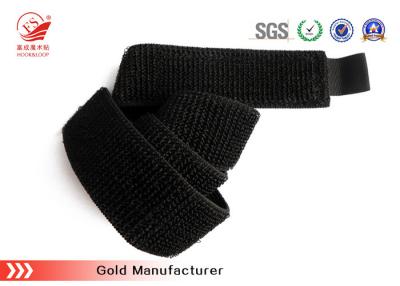 China Black Woven Elastic Straps Eco - Friendly Brushed Nylon band with hook loop fastening for sale