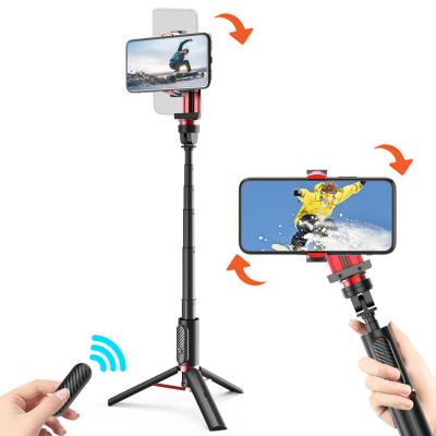 China Mobile Tripod Live Vlog Records Video 360 Degree Selfie Light 6 Sections Portable Handheld Stabilizer Stick with Mini Remote Control for sale