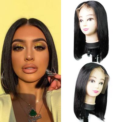 China Natural Hairline Cheap Seller 4X4 Lace Front Brazilian Bob Wig 100% Virgin Cuticle Aligned Hair Short Bob Wig For Black Women for sale