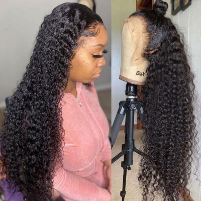 China Indian Remy Virgin Russian Peruvian Human Hair 150% Density Natural Main Afro Long Curly Wavy Curly Human Hair Wig 13X6 Swiss Lace Front Wig Large for sale