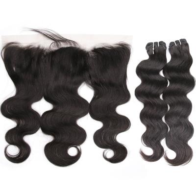 China Full Virgin Remy Hair Extension Silk Top Hd Transparent Swiss Lace Frontal Closure With Bundles for sale