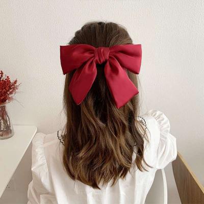 China Hair clips accessories 2022 newest korean style bow hair clips high quality fashion satin ribbon butterfly hair barrettes big for girls hair bows for sale