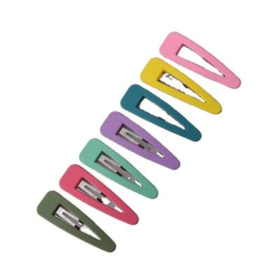 China Plastic sheath wholesale head sheet iron hair clips factory color 6cm7 paint rubber bb clip frosted candy color hair clip from CI statistics for sale