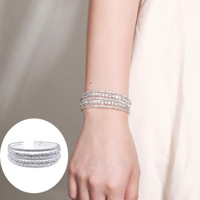 China FASHIONABLE wholesale cost price alloy bangles high quality rhinestone bracelets women beaded bracelets for wedding for sale