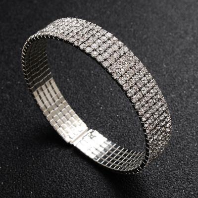 China Hot Selling Vintage Rhinestone Bracelets Bangles Bracelets Beautiful Women Alloy Rhinestone Bracelet For Ladies for sale