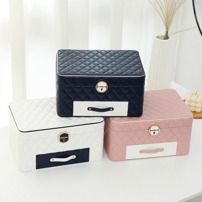 China Jewelry Box 2022 Large Volume Hot Selling New Central Institute of Statistics Leather Jewelry Box Multi-Function Leather Multi-layer Jewelry Storage Box for sale