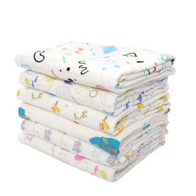 China 6 Layer Anti-pilling New Design Organic Bamboo Print 100% Cotton Organic Muslin Blanket for sale