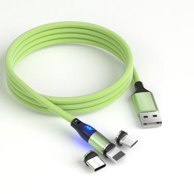 China For iPhone + Type C Phone + Micro-USB Phones Colorful Soft Strip USB Charging Rotated Cable 360 ​​Magnetic USB Charging Cable For Type C Micro USB iPhone Phones for sale