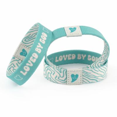 China Fashionable custom printed logo polyester fabric stretched elastic wristbands for events for sale