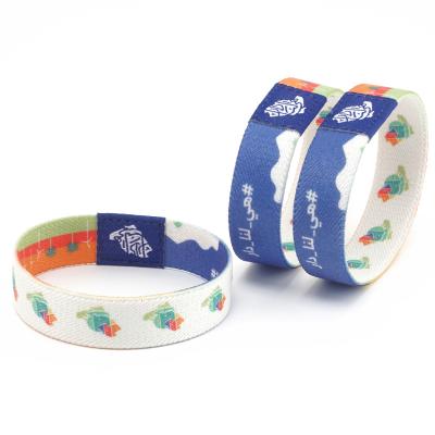 China Fashionable Unique Custom Promotional Activity Gift Logo Design Polyester Elastic Wristband for sale