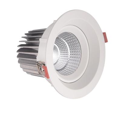 China Adjustable light steering white color die casting ip44 aluminum housing cob ceiling 10w 20w 30w recessed down light prices dimmable led downlights for sale