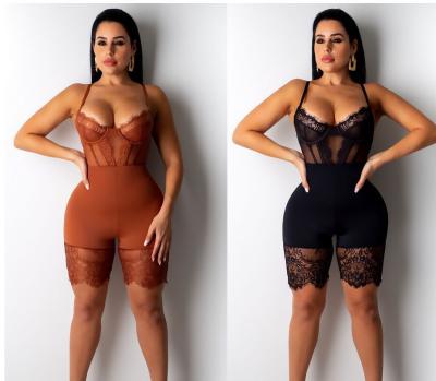 China Fashion one piece set of new solid color lace suspender jumpsuit sexy backless shorts sexy casual lingerie shorts for sale