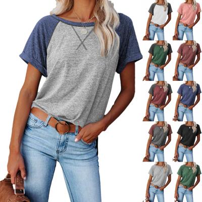 China Regular The New Cross Border Dress Amazon Leisure Color Matching Loose T-Shirt With Short Sleeves for sale