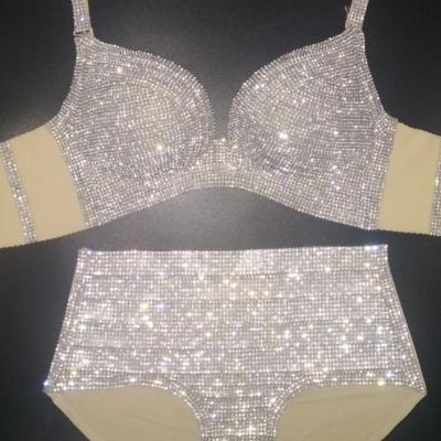 China Breathable Luxury Ladies Bikini Set Sieraden Glanzend Spangly Sexy Hoge Waist Pailletten 2 Stuks Bling Strass Badmode Vrouwen Diamant for sale