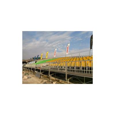 China Commercial rental steel bleachers with folding chairs outdoor grandstand seating zu verkaufen