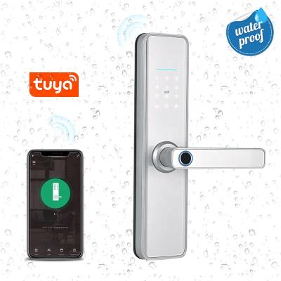 China 2021 newest wifi keyless electronic tuya password fingerprint screen smart lock with waterproof for sale