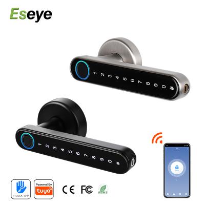 China Smart fingerprint hotel apartments office hotel entrance inteligente door handle biometric wifi home digital tuya smart door lock for sale