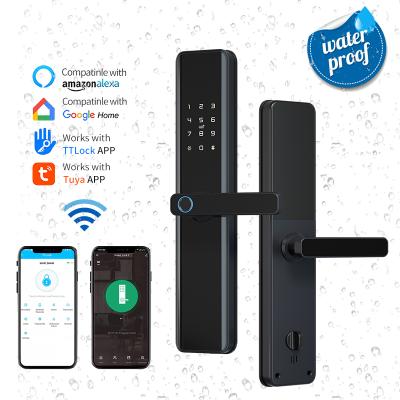 China Waterproof High Quality App Security Door Lock TT Door Lock TT Tuya APP Exit Fingerprint Smart Electric Lock for sale