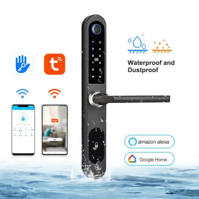 China Embedded Screen Amazon Wifi BLE Tuya Remote Fingerprint Hot Selling Electronic Aluminum Door Lock for sale