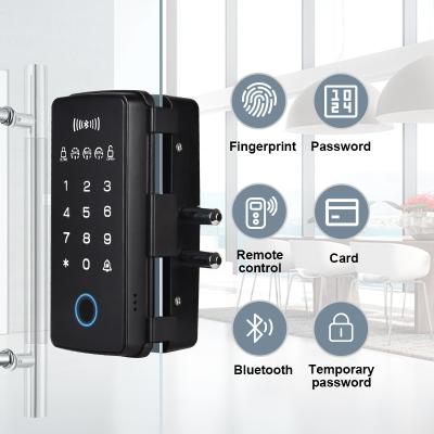 China Door Smart Battery Operated Wifi Smart Glass Lock Sliding Slide Fingerprint 200 Glass Door Lock for sale