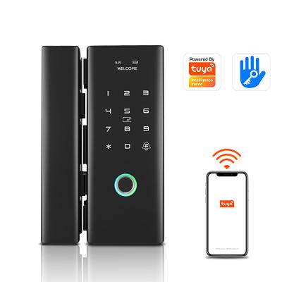 China Office Smart WiFi BLE APP Access Ttlock Fingerprint Office Electronic Biometric Sliding Glass Door Lock for sale