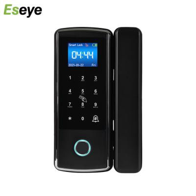 China Alloy+ABS Eseye WiFi Tuya Sliding Glass Door Security Aluminum Fingerprint Keypad Security Glass Door Lock for sale