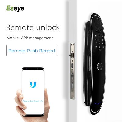 China 40-120mm Eseye Smart Wifi Camera App Fingerprint Camera Smart Digital Code Door Automatic Smart Door Lock for sale