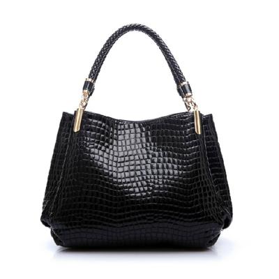 China High quality new fashion crocodile pattern female bag PU ladies shoulder bag fashion handbag large patent leather pu leather shoulder bag for sale