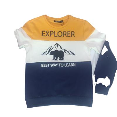 China Hot sale teenage anti-pilling boy's sweatshirt long sleeves round neck with soft fluffy flock prints nice EXPLORER design in competitive price for sale