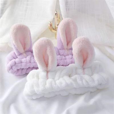 China Popular super cute three-dimensional rabbit ears hair belt ladies face makeup face plush head belt for sale