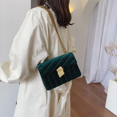 China New High Quality Texture Small Bag Chain Ringer Wind Perfume Soft Velvet Lock Single Shoulder Cross - Body Bag for sale