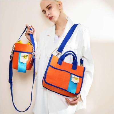 China Large volume bag the latest fasion new fashion canvas color candy handbag for sale