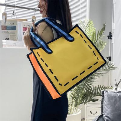 China Two-yuan high quality new fashion tote bag canvas one-shoulder large capacity handbag for women for sale