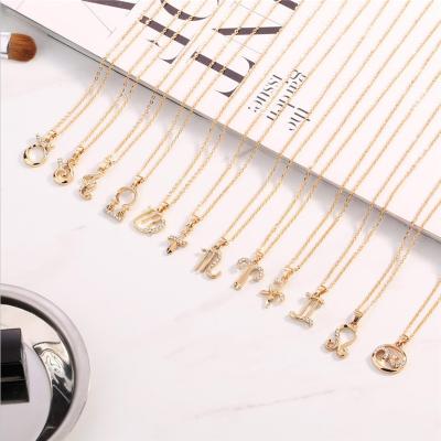 China Hiphop 12 Constellation Necklace Fashion Shorts Alloy Pendant Necklace Accessories for sale