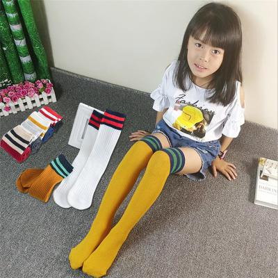 China South Korea vertical stockings autumn QUICK DRY winter new style high above the knee men's and girls' football socks pile wholesale for sale