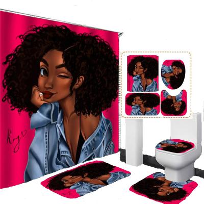 China 3D Insulated Printed Waterproof Polyester Bathroom Shower Curtain For African Girls Customize Manufacturers Direct for sale