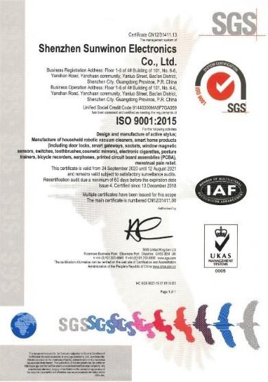 ISO9001 - Shenzhen Sunwinon Electronics Co., Ltd.